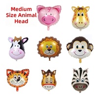 Ballons en aluminium réutilisables en forme de tête d'animaux de dessin animé, thème Jungle Safari (Tigre, Lion, Singe, Vache, Girafe, Zèbre, Cochon), pour décoration de fête d'anniversaire sur le thème du zoo, utilisables avec de l'hélium