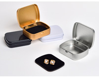 Mini Rectangle personnalisé 60*47*15mm noir charnière fer blanc boîte en fer blanc alimentaire sucre sourcil emballage Flip menthe bonbons gomme métal conteneur