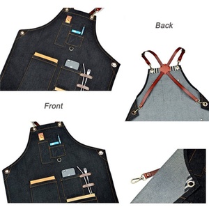 Hot Sell New Corporate Gift Salon Barber Utility Tool Adjustable Leather Straps <b>Denim</b> Jean Workwear <b>Apron</b> - Product Image 6