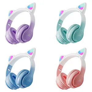 STN-28 Pro Populaire Meisjes Kat Oor Roze Headset Stereo Licht 3.5Mm Gaming Headset Usb Cat Ear Hoofdtelefoon