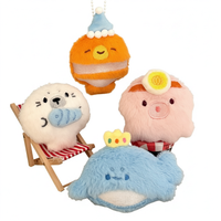 Porte-clés en peluche mignon de phoque de dessin animé, boule moelleuse, jouet animal marin en peluche douce, breloque de sac, pendentif pour sac à dos, cadeau