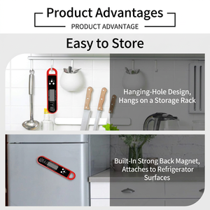 Red Digital Folding <b>Food</b> Thermometer <b>Probe</b> Meat BBQ Kitchen Cooking Temperature Meter - Product Image 3
