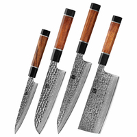 Ensemble de couteaux de cuisine XINZUO 4 pièces en acier Damas japonais à 67 couches avec manche en bois de fer du désert