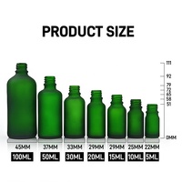 5ml-100ml tutup penetes bambu hijau Matte botol minyak esensial kaca beku bahu bulat