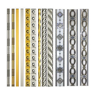 Carreaux muraux décoratifs en céramique dorée avec motifs dorés et argentés, bordure crayon, différentes tailles disponibles pour maison et hôtel, <span class=keywords><strong>40</strong></span> - <span class=keywords><strong>60</strong></span> <span class=keywords><strong>cm</strong></span> - Product Image 6