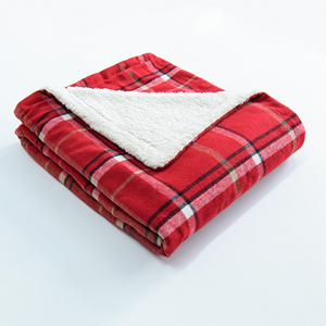 Cozy 50x60 Inches <strong>Red</strong> Black Buffalo Plaid Sherpa Fleece <strong>Blanket</strong> 100% Polyester Soft Warm Reversible Winter <strong>Throw</strong> for Couch Bed - Product Image 5