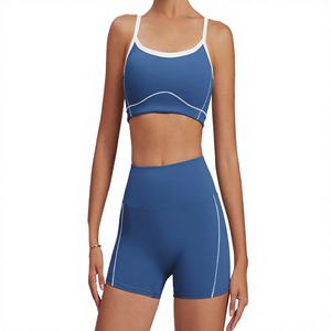 Ensemble de yoga 2 pièces WOJIEER pour femme, avec logo sur le devant, taille haute, respirant, écologique, sans couture, séchage rapide, léger, pour la gym - Product Image 3