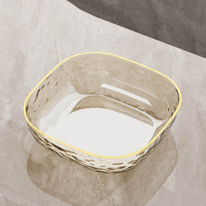 Bol à fruits au design moderne, élégant, avec bord doré, bol à <span class=keywords><strong>salade</strong></span> en PET pour collations sèches, bonbons, fruits, plat à nourriture, récipient alimentaire - Product Image 1