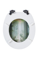 Siège de toilette rond en MDF imprimé couleur, personnalisé, à fermeture douce, avec charnières en alliage de zinc et plaque de couvercle amortie pour salle de bain, 18 pouces