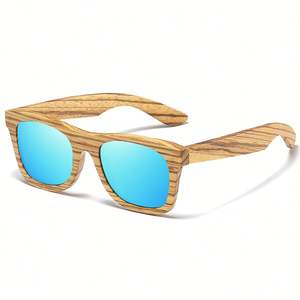 Lunettes de soleil carrées en bois polarisées Zebra avec charnières à ressort métalliques, personnalisables avec logo, vente en gros, pour hommes et femmes - Product Image 6