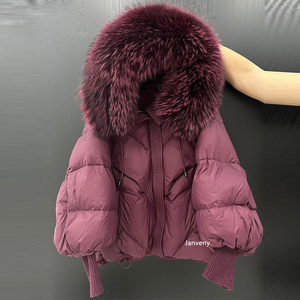JANVENY2025 nouveau hiver grande vraie fourrure à capuche <span class=keywords><strong>doudoune</strong></span> femmes épaissir chaud tricoté manches manteau blanc duvet de canard <span class=keywords><strong>mi</strong></span>-long Parka - Product Image 3