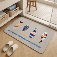 Tapis de salle de bain antidérapant à séchage rapide, doux et absorbant, avec imprimé poisson mignon, pour la maison, l'hôtel, la baignoire et la douche