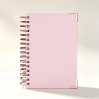 Carnets de luxe A4 personnalisés en cuir rigide avec impression, reliure spirale, 100 feuilles, protection d'angle, édition 2026