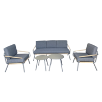 Ensemble de canapé de jardin moderne en rotin tressé HOPING, 5 places, avec table basse, structure en acier, résistant à l'eau et aux UV, couleur personnalisable