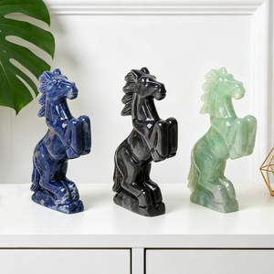 Vente en gros d'animaux en cristal sculptés à la main, statue de cheval en quartz rose pour la décoration - Product Image 3