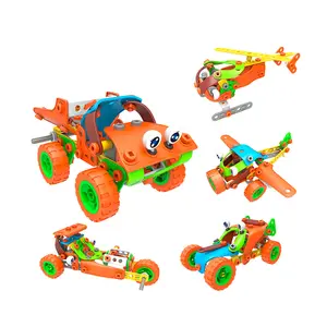 Popular DIY Assemble Toys 5 Models Vehicles Building Blocks Juguetes Screw Connector Toys Logic Exercise Game Stem Toys