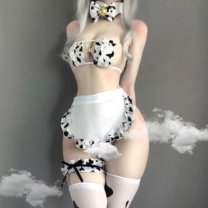 Nuevo Disfraz de Cosplay de Vaquita Sirvienta Tankini Bikini Traje de Baño para Chicas de Anime Ropa de Lolita Conjunto de Brasier y Panty con Medias - Product Image 1