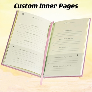 Journal avec couverture en tissu et logo en feuille d'or personnalisé Journal quotidien de gratitude Cahier d'affirmations - Product Image 5