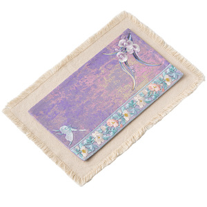 Alfombrilla rectangular de espuma seca para té, con diseño de mariposa y rimas moradas, bordada a mano con cuentas, para la ceremonia del té chino. - Product Image 5