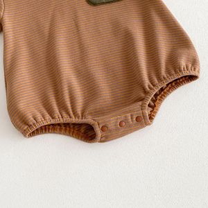 Angou INS Stile Coreano Set Estivo per Neonati e Bambini, Tutine a Righe in Cotone, T-Shirt Versatile con Tasche per Esterni - Product Image 5