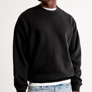 Sudaderas atléticas de manga larga con cuello redondo de gran tamaño de lana digital en blanco negro informal de invierno para hombre con logotipo bordado personalizado - Product Image 2