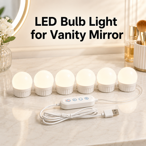 Kit de luces LED para espejo de tocador, 6 bombillas, lámpara de espejo de maquillaje alimentada por USB con iluminación de 3 colores, brillo gradual ajustable - Product Image 1