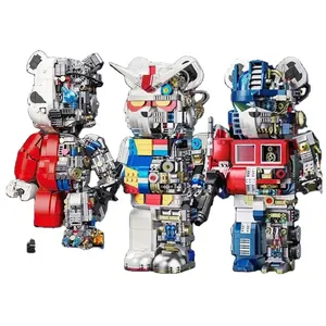 188001-026 MOC Creative Gundam 400% Mechanical 3D Half-Body Robot Violent Bear Model DIY Assembly Brick Toys Building Block Sets