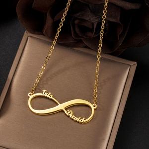 Collar de Acero Inoxidable con Letra Personalizada, Diseño Infinito, Chapado en Oro Sólido de 14k/18k, Resistente al Agua y al Deslustre, para Hombre y Mujer - Product Image 2