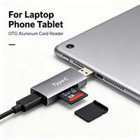 Pembaca Kartu SD TF USB Type C Multifungsi dengan Casing Aluminium, Plug and Play untuk PC, Mac, Android, Windows, Laptop, Desktop