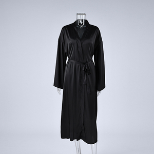 QINSI Set Due Pezzi di Alta Qualità: <span class=keywords><strong>Vestaglia</strong></span> in Raso con Sottoveste <span class=keywords><strong>Sexy</strong></span>, Pigiama Ampio con Pizzo, Accappatoio da Donna - Product Image 4