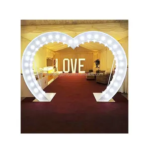 Factory direct giant heart shaped arch backdrop gold metal arch wedding backdrop led wedding arch