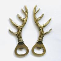 Zink legierung Tier Thema Bierflaschen öffner mit antikem Bronze Geweih geformt Metall Handwerk Geschenk für das chinesische Neujahr Vatertag
