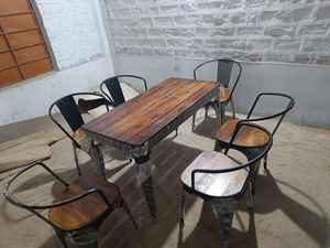 Taburete de madera de alta calidad de estilo industrial moderno, juegos de muebles de comedor con marco de acero para restaurante, sala de estar, hotel, competitivo - Product Image 2