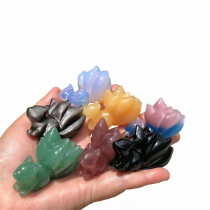 Figura de Zorro Tallada en Cristal Natural, Escultura de Animal en Piedra de Colores Mixtos para Regalo y Decoración del Hogar - Product Image 1