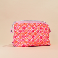 Sac de voyage matelassé extensible en polyester résistant à l'eau avec fermeture éclair, grande capacité, motif floral personnalisé, pour femmes, idéal pour le maquillage