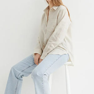 <span class=keywords><strong>Camicia</strong></span> di <span class=keywords><strong>lino</strong></span> leggero traspirante di alta qualità da <span class=keywords><strong>donna</strong></span> Casual <span class=keywords><strong>Beige</strong></span> bianco manica lunga lusso <span class=keywords><strong>camicia</strong></span> di <span class=keywords><strong>lino</strong></span> abbottonata - Product Image 4