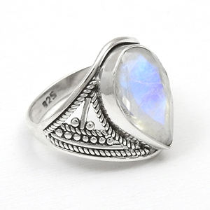 แหวนแต่งงานสุดอินเทรนด์สุดพิเศษแหวนเงิน925ที่น่าดึงดูดใจรูปพระจันทร์สีรุ้งธรรมชาติรูปทรงคลาสสิก - Product Image 2