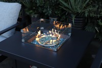 Ensemble de meubles de patio d'extérieur en métal 2 sièges avec coussin extra épais, ensemble de meubles de patio en aluminium avec table de foyer de 33 pouces,