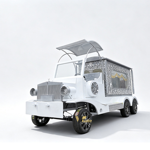 Vehículo Eléctrico de Transporte de Ataúdes con Chasis Blanco Vintage y Carroza Plateada de Lujo - Product Image 1