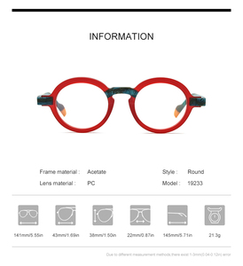 Monture de <span class=keywords><strong>lunettes</strong></span> en acétate mat pour hommes, design de marque, nouvelles <span class=keywords><strong>lunettes</strong></span> rondes vintage pour femmes, <span class=keywords><strong>lunettes</strong></span> optiques épaisses 19233 - Product Image 6
