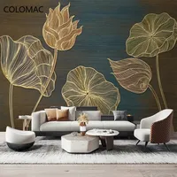 Taille personnalisée dessin au trait 3D en relief Lotus fleurs motif papier peint pour chambre salon Photo mur Non-tissé papier mural