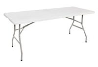 Table pliante en plastique HDPE de 6 pieds avec plateau blanc pour buffet, mobilier de jardin extérieur, idéale pour hôtels et hôpitaux (vente en gros)