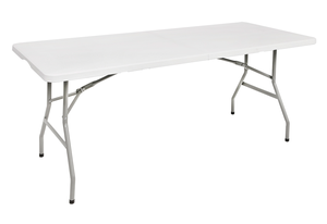 Table pliante en plastique HDPE de 6 pieds avec plateau blanc pour buffet, mobilier de jardin extérieur, idéale pour hôtels et hôpitaux (vente en gros) - Product Image 6