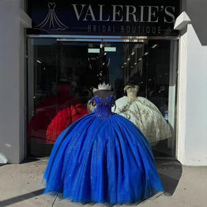 Robe de soirée en satin tridimensionnel de conception de princesse robe de bal sans bretelles à épaules dénudées train de tulle gonflé pour le bal - Product Image 4