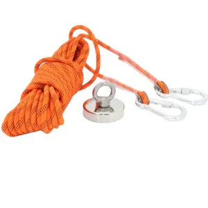 Super Strong 220lbs Pull Force Nylon Rope Neodymium Fishing Magnet for Magnetic Fishing Search Underwater Treasure Hunting