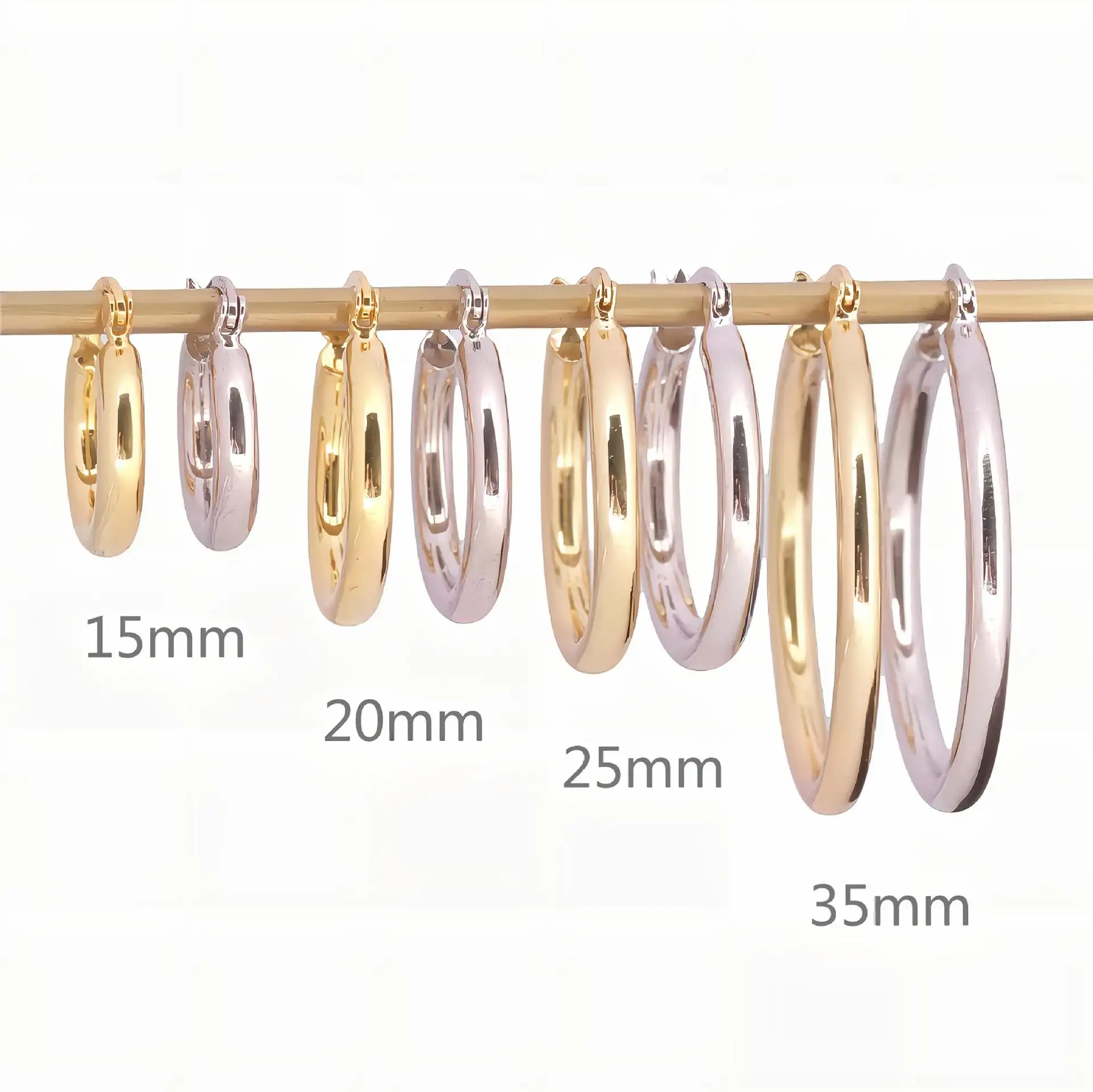 Clip per gioielli in argento sterling 925 su orecchini a cerchio con estremità chiusa a tubo cavo da 3 mm per donna 15mm/20mm/25mm/35mm