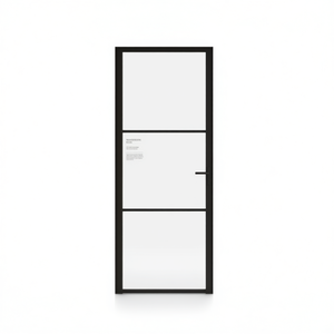 Puerta Interior de Aluminio con Vidrio ESG Negro, 29.9x79.3 Pulgadas, Diseño Minimalista, Aislamiento Acústico, Superficie Acabada - Product Image 1