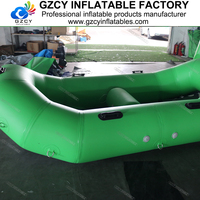 Bateau de rafting gonflable léger en PVC vert pour parcs d'attractions, avec plancher gonflable pour la dérive