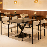 Chaise de café en bois et tissu pour villa moderne, mobilier commercial pour hôtel, restaurant, F&B, et ensemble table et chaises de salle à manger