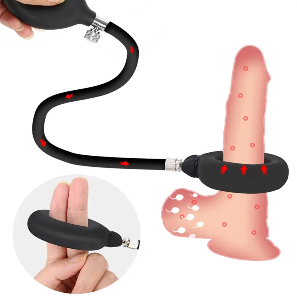 Aufblasbare Penis ringe Männlicher Mastur bator Silikon Penis pumpe Vergrößerung gerät Hodensack Squeeze Binding Herren ring Sexspielzeug Für Männer